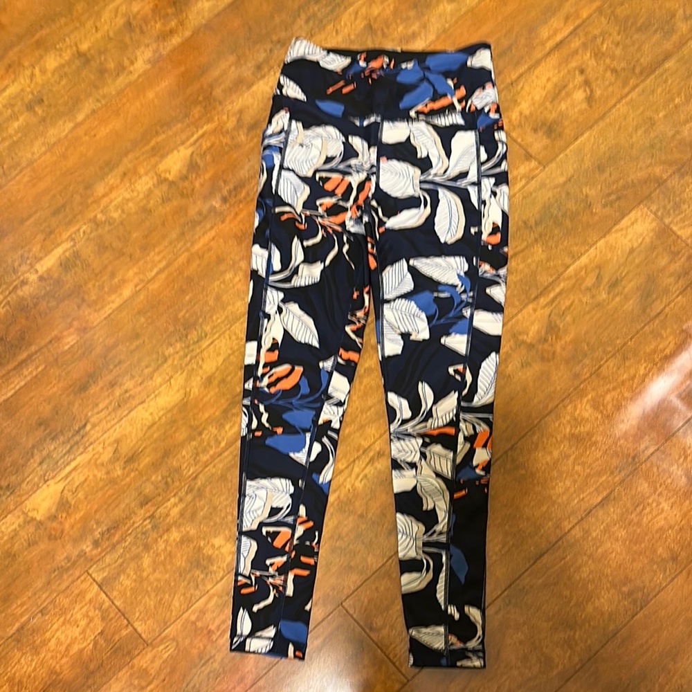 Dkny Blue and Orange Leggings with Bold Design